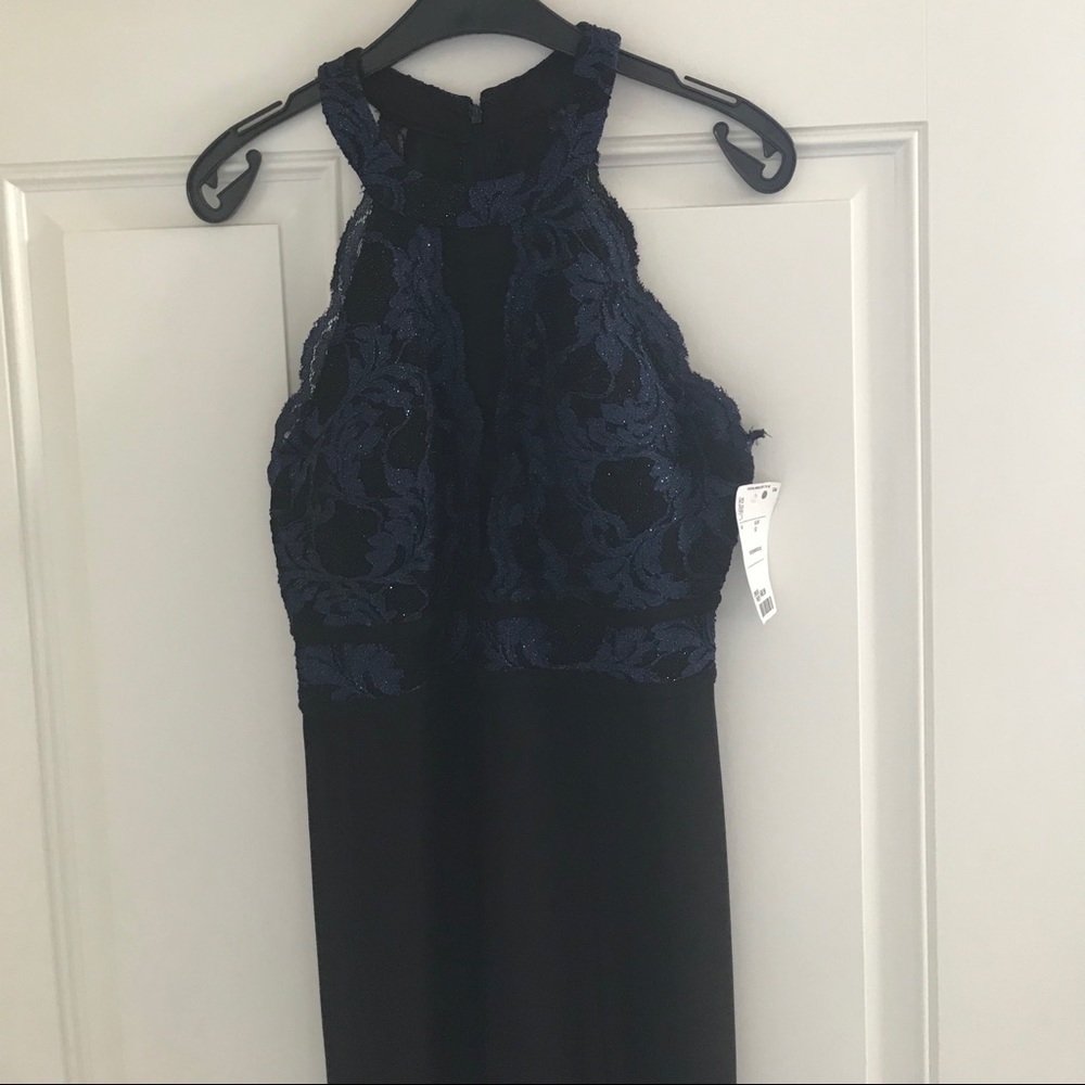 LAST DAYS Morgan & Co Long Black/Blue Gown - Picture 4 of 7